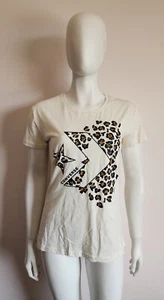 Converse Ladies AW0655 Cream Animal Print Short Sleeve T Shirt Size S - Picture 1 of 9