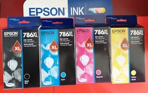 05.2020/10.2021 4PK Epson GENUINE 786XL Black CMY Inks (with BOX) WF-4640, 5620 - Picture 1 of 3