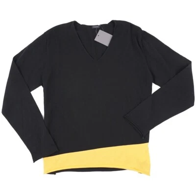 Suéter Cruciani Algodón Negro con Detalle Amarillo En Contraste M (EU 50) NUEVO CON ETIQUETAS Foto 1 de 3