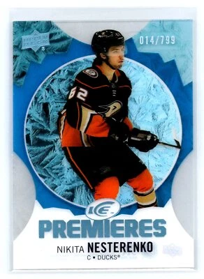 2024 Upper Deck Ice Hockey #223 Nikta Nesterenko Blue Premieres 14/799 Ducks - Image 1 of 2