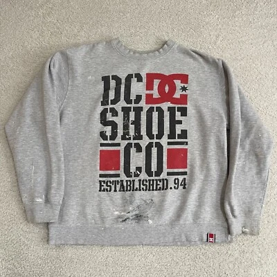 Vintage DC Shoe Co Crewneck Sweatshirt Mens Large Gray Dyrdek Skate Y2K Grunge - Image 1 of 4