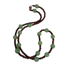 Garnet Tone Pale Green Beaded Necklace 22