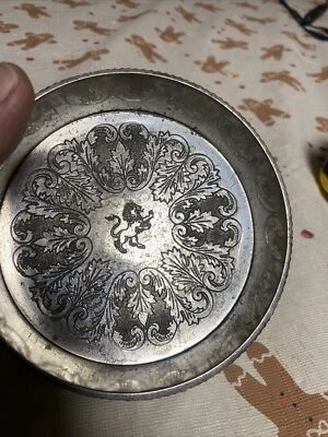 Prato de prata vintage tigela de bugigangas doces, aro floral rolado 5” estampado - Imagem 1 de 4