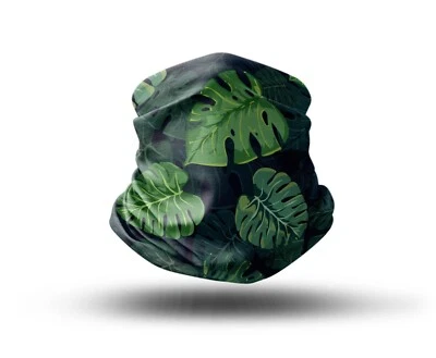 Washable Fabric Face Cover Neck Gaiter Unique Print Green Leaves Design EU Made - Image 1 of 4