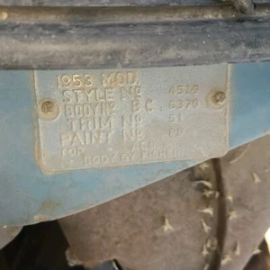 1953 BUICK Super 4 Door Sedan  Cowl Data Tag Body Firewall Car Not For Sale GM - Picture 1 of 10