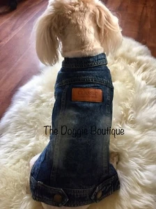 Dog Puppy Dog Jeans Jacket For Tiny and Small Breeds, Blue Jean Denim, XS S M - Picture 1 of 2