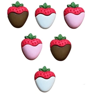 Fresas cubiertas de chocolate - Shelly's Buttons San Valentín artesanía coser chatarra - Imagen 1 de 2