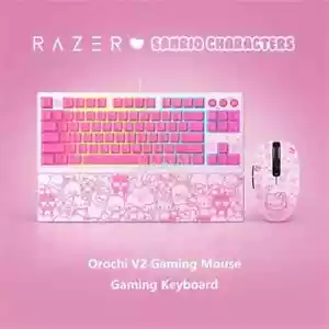 Razer x Sanrio Hello Kitty Orochi V2 Gaming Mouse and Mechanical Keyboard Bundle - Picture 1 of 10