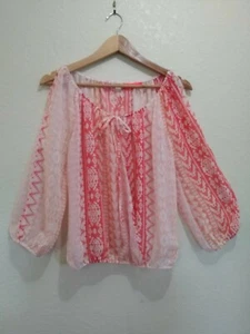 LIVE TO BE SPOILED Boho Top CROPPED  Sheer Long Sleeve Pullover SIZE Medium  - Picture 1 of 11