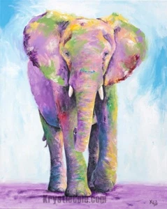 Elephant Art Print by Krystle Cole - Colorful Elephant Painting, Elephant Gifts - Picture 1 of 6