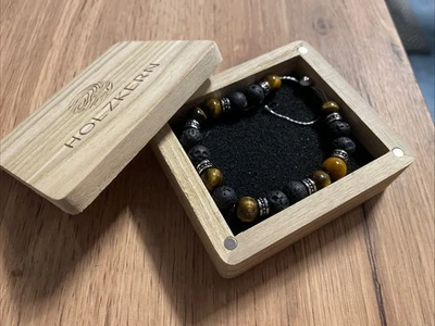 Holzkern Superset Armband Tigerauge & Lava II - Bild 1 von 2