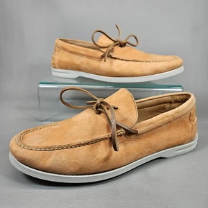 Peter Millar Excursionist Boat Shoe Crown Crafted Loafer Bisque Orange Mens 9.5 - Picture 1 of 13