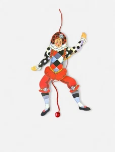 Vintage Wooden Jester Clown “jumping Jack” Dancing Jester Pull String - Picture 1 of 4