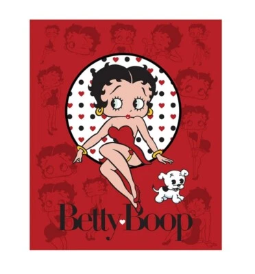 全新 红色 Betty Boop 剪影 毛绒 抓绒 礼物 毛毯 卡通 Pudgy 软 — 第 1/3 张图片
