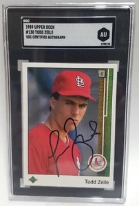 Auténtico novato de cubierta superior firmado por Todd Zeile 1989 SGC Cardenales de San Luis - Imagen 1 de 2