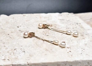 WOW!!! 14k yellow GOLD Pearl, Diamond, Studs with earring Jackets! Day 2 Night! - Picture 1 of 4