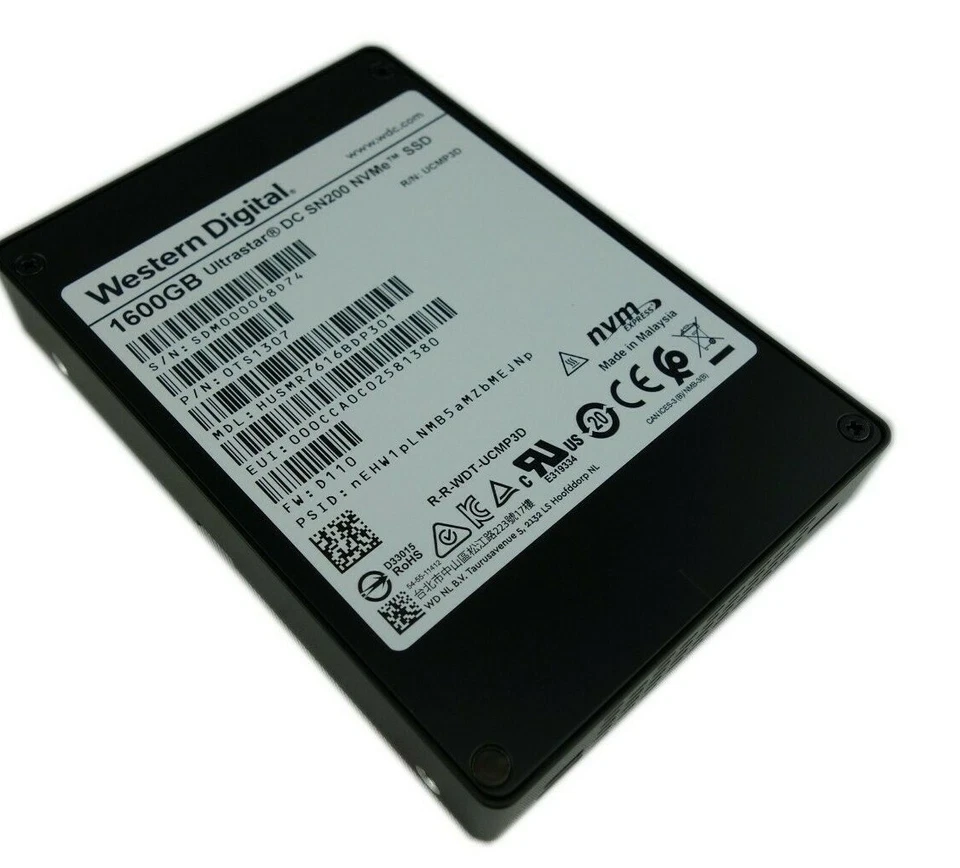WD Ultrastar DC SN200 1.6TB U.2 NVMe 2.5" SSD 0TS1307 HUSMR7616BDP301