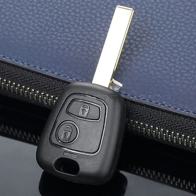 2 Botones Hoja Sin Cortar Mando a Distancia Llavero Carcasa Carcasa Para Peugeot 307 107 207 Foto 1 de 4