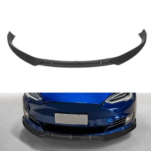 FOR TESLA MODEL S 2016-2020 STP-STYLE CARBON FIBER LOOK FRONT BUMPER LIP SPOILER - Picture 1 of 21
