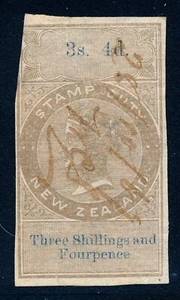 1867 New Zealand 3/4 fiscal revenue stamp, Barefoot #25, used, imperforate - Picture 1 of 4
