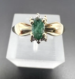 🟩 Entourage Ring• Smaragd • 375.Gelbgold 10K • DE 54/14 • Oval 0,30ct • Vintage - Bild 1 von 7