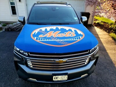 New York Mets Custom Auto Hood Cover | Sports Flags | Hood Flags | MLB Flags - Image 1 of 4