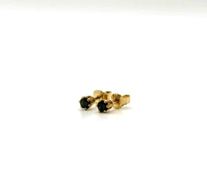 Yellow Gold Spinel Studs / 8kt 333 Earrings/0,50ct Blue Spinel/0,7g - Picture 1 of 4