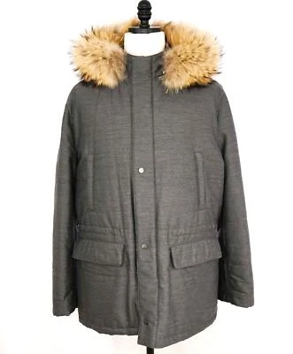 $14,545 KITON - *CASHMERE & FUR* Gray Down Puffer Coat - 46R - Image 1 of 4