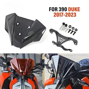 Pare-Brise Sport Noir pour Moto KTM 125/390 Duke 2017-2023 – Protection Vent FR - Photo 1/10