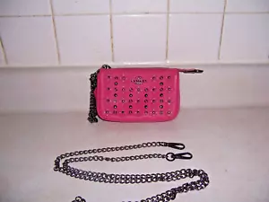 COACH Mini Bag w/Hot Pink Flowers, Wrist Chain and Shoulder chain Strap - Picture 1 of 6