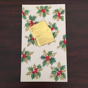 Vintage 1950s Prize holly berry Christmas & New Year card with foil accent used - Picture 1 of 3