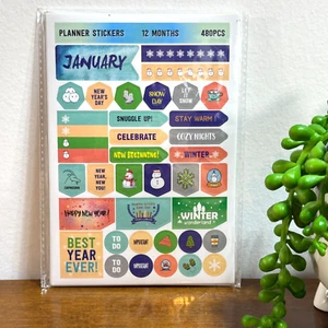 Monthly Planner Stickers 12 Months 480 Pieces Holidays - Picture 1 of 8
