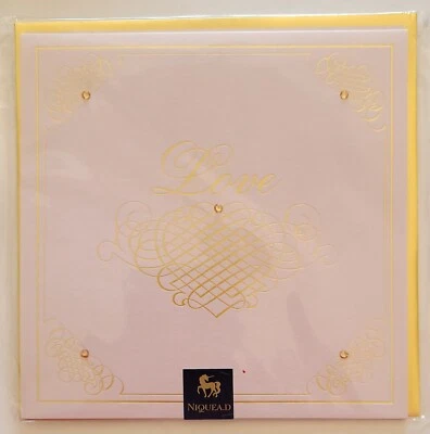 Tarjeta de felicitación en blanco con sobre Niquea.D RARA amor adornada con gema 1 quilate Foto 1 de 2
