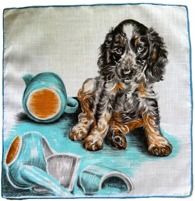 Nuevo de Lote Antiguo Años 60 DESSIN DEP Swiss Hanky Uh Oh Pup's in Trouble!  EXC Foto 1 de 4