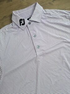 FootJoy FJ Titleist Golf Polo Shirt Mens Medium Athletic Fit Lavender Stripes SS