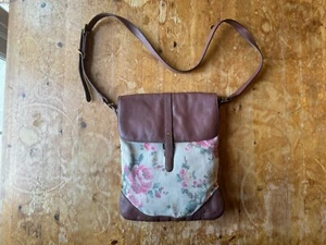 CATH KIDSTON FLORAL & BROWN LEATHER LONG STRAP CROSSBODY HANDBAG SHOULDER BAG - Picture 1 of 10