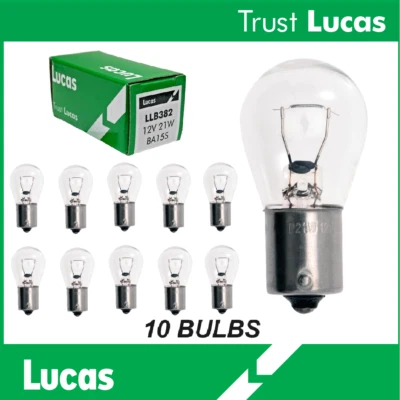 10 x LUCAS LLB382 382 Bulbs P21W 12V 21W  BA15s Stop Indicator Single Filament - Image 1 of 3