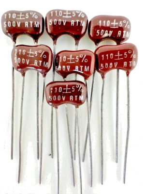 RTM 12X - 110pF @ 500V 5% - DIP MICA (GUITAR TONE) CAPACITOR ~ replacement for 100pF