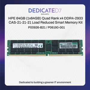 HPE 64GB (1x64GB) Quad Rank DDR4-2933 Load Reduced Memory P00926-B21 P06190-001 - Bild 1 von 3