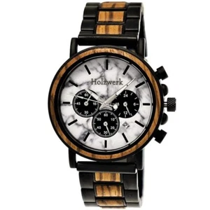 Holzwerk BEILSTEIN Herren Edelstahl & Holz Uhr Chronograph, schwarz, weiß, beige - Bild 1 von 7