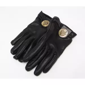 Gucci Crest Leather Gloves size 8.5 length 19.5cm width 9cm Black gold used - Picture 1 of 10