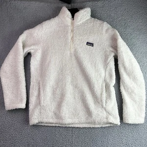Patagonia Los Gatos Fleece Jacket Girls Size XXL 16-18 White 1/4 Zip Pullover - Picture 1 of 17
