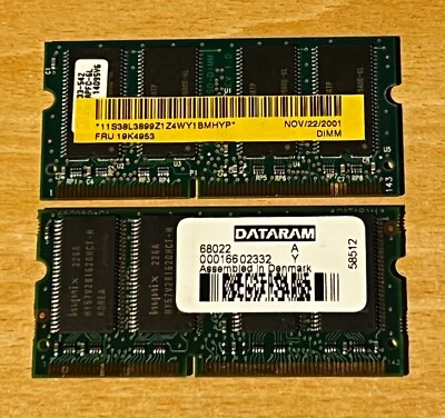 RAM Arbeitsspeicher IBM ThinkPad R30 2 x 128MB 133MHZ SODIMM SDRAM 19K4953 - Bild 1 von 2