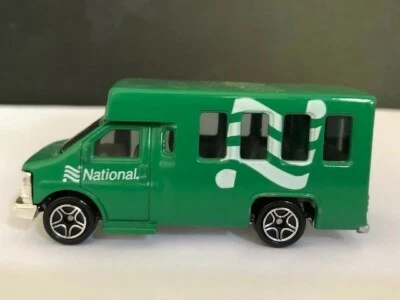 LOOSE '99 MATCHBOX  MB24 GREEN CHEVY TRANSPORT BUS NATIONAL CAR RENTAL - MINT - Image 1 of 4
