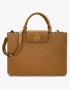 Bolso de Mano Grande Tory Burch Britten Cuero Guijarro Color Alce Dorado Herrajes - Imagen 1 de 20