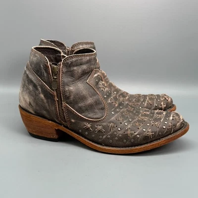 Liberty Negro Mujer 10 Marrón Cuero Botines Occidentales Cremallera Lateral Tobillo Bota de Vaquero Foto 1 de 4