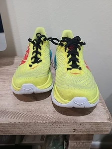 HOKA Mach 5 Running Shoes Size 7.6 One One Multicolor Sneakers Yellow & Blue - Picture 1 of 20