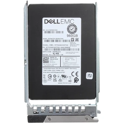 CDC61 0CDC61 Dell EMC 960GB 6Gbps SATA RI TLC 7mm 2.5 SSD 14G KIT - Image 1 of 4