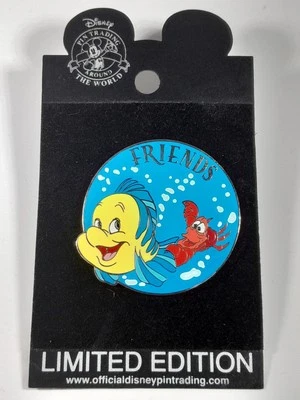 Prendedor lanzamiento sorpresa Disney WDW 21219 Friends Flounder Sebastian Little Mermaid Foto 1 de 4