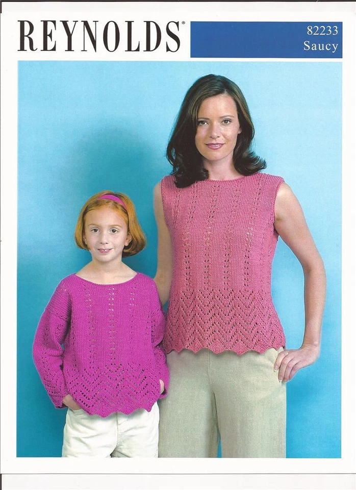 Reynolds Saucy Lace Tank & Pullover KNITTING PATTERN #82233 Kid/Adult PatternOnl - Image 1 of 1